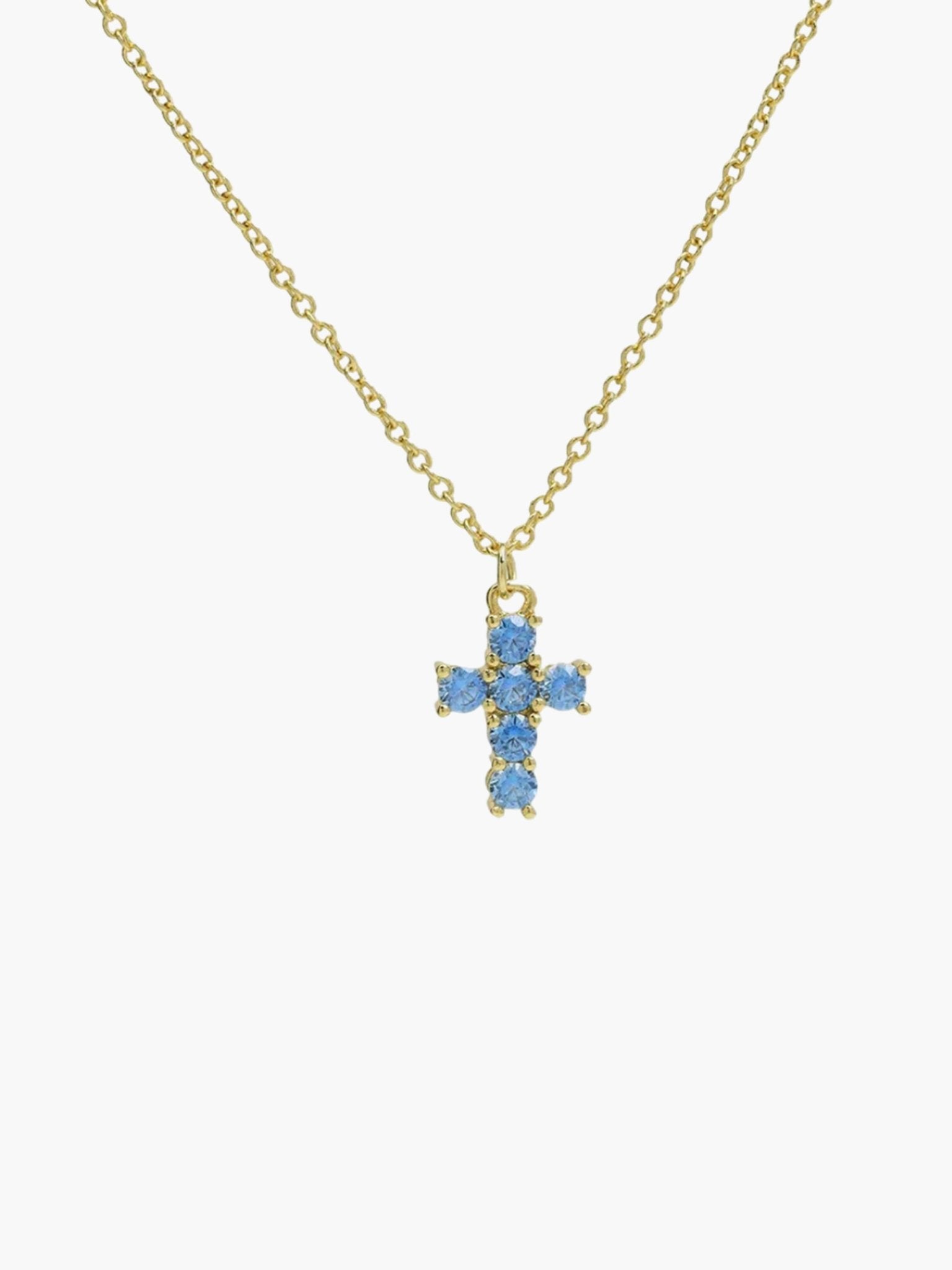 ZEYA - Miya Birthstone Necklace - Elegant Cross Pendant with Zircon for Women