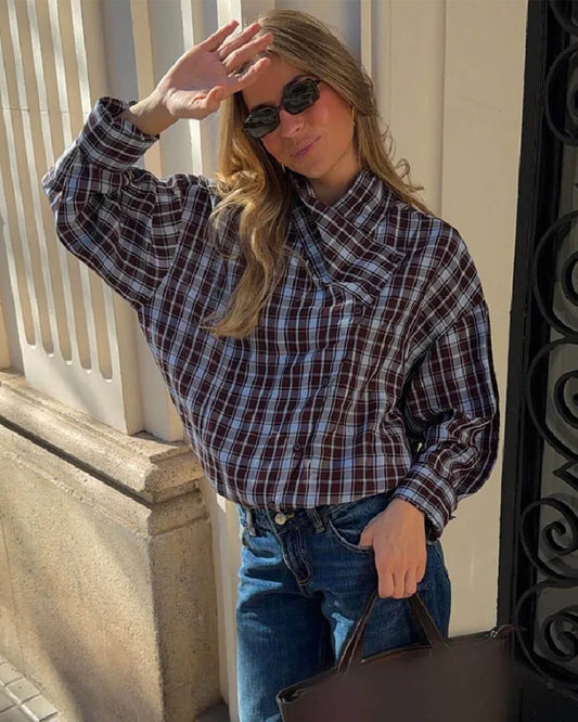 ZEYA - Monica Plaid Poplin Wrap Shirt