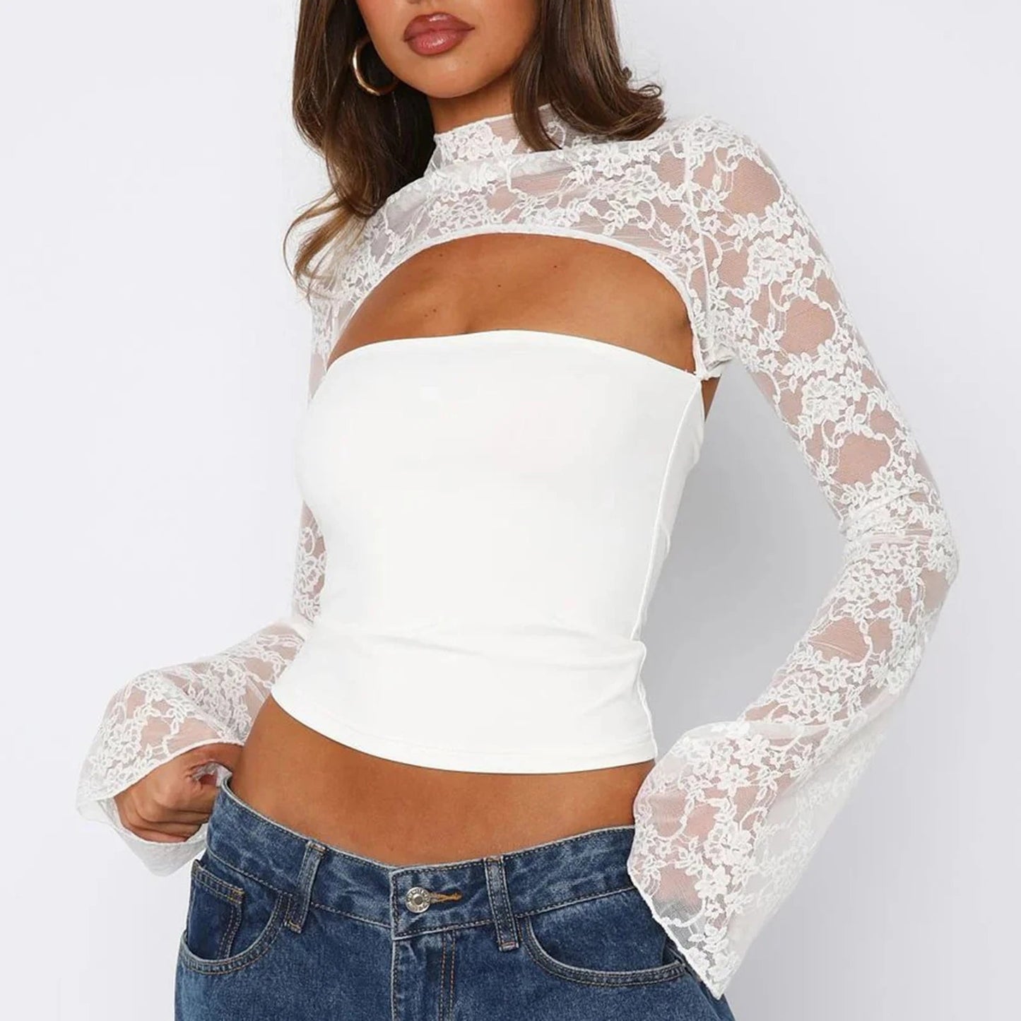 ZEYA - Myrna Lace Patchwork Long Sleeve Top