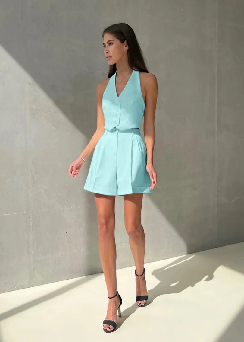 ZEYA - Nicole Tailored Halter Vest & Shorts Set