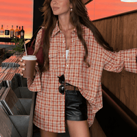 Olivia Oversized rutig skjortblus