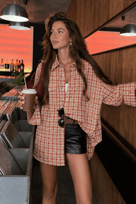 Olivia Oversized rutig skjortblus