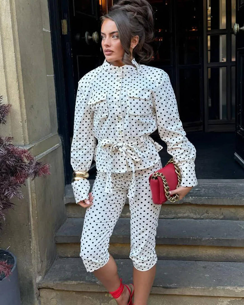 ZEYA - Paige Polka Dot Two - Piece Suit Set