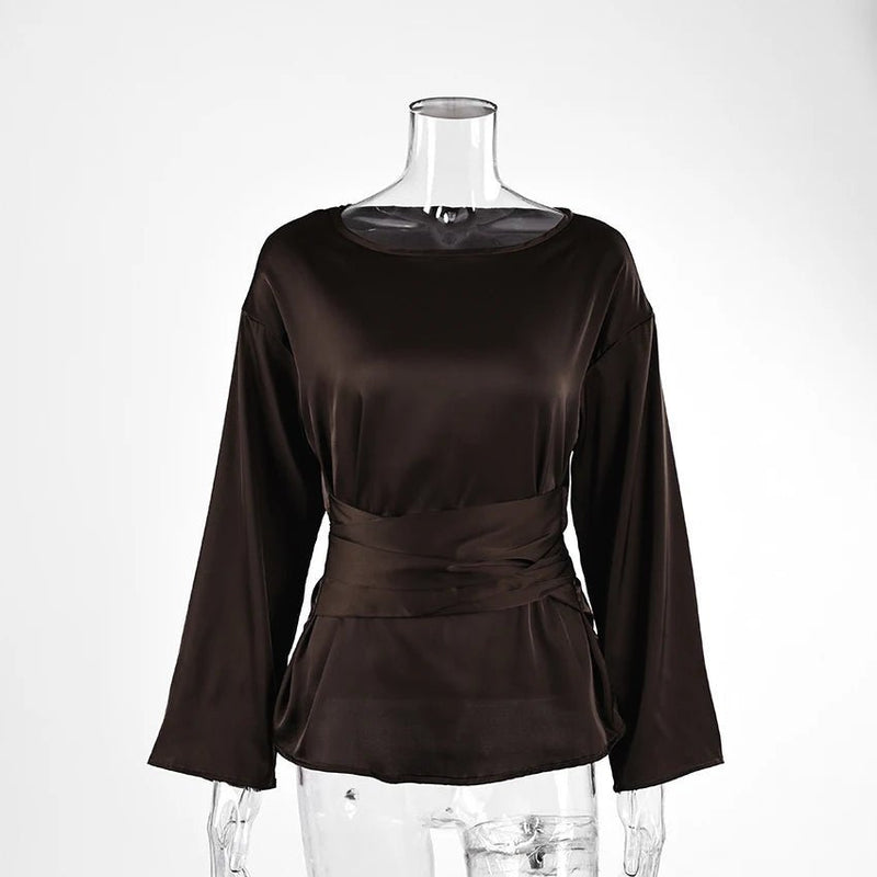 ZEYA - Penelope Tie Back Satin Blouse