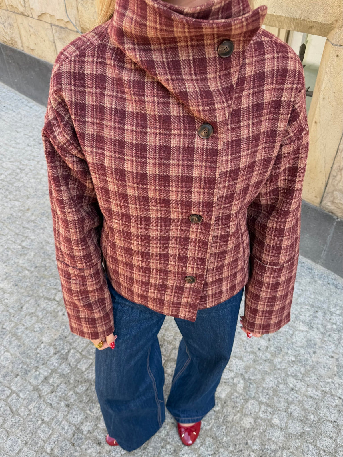 ZEYA - Rachel Plaid Stand Collar Coat