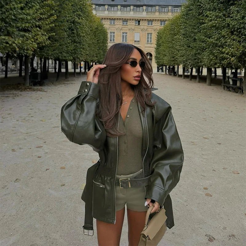 ZEYA - Rebecca Belted Leather Jacket