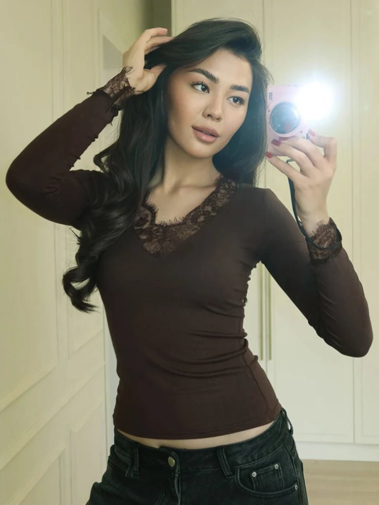 ZEYA - Sarah Lace V-Neck Casual Top