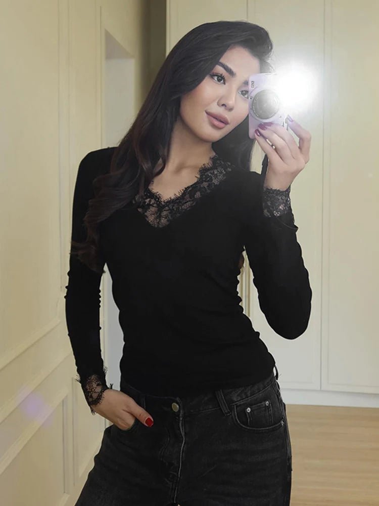 ZEYA - Sarah Lace V-Neck Casual Top