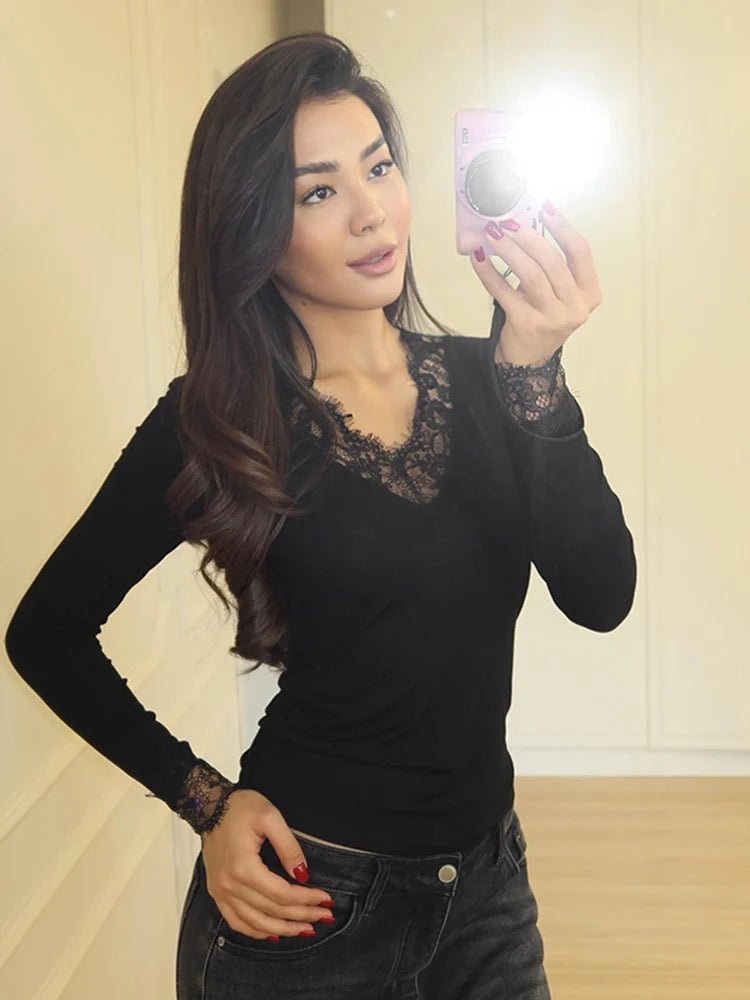 ZEYA - Sarah Lace V-Neck Casual Top