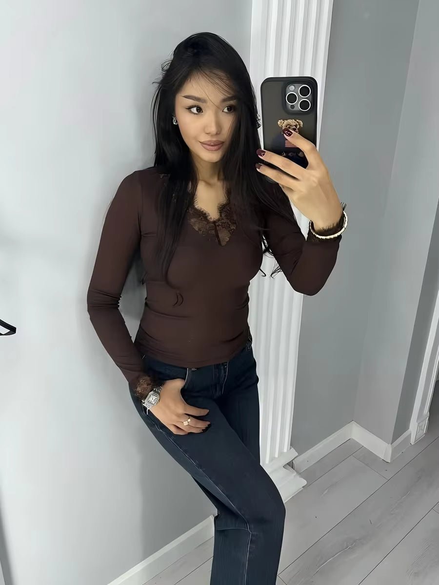 ZEYA - Sarah Lace V-Neck Casual Top