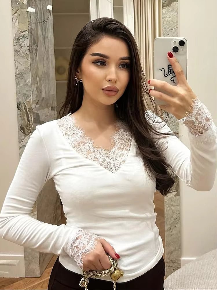 ZEYA - Sarah Lace V-Neck Casual Top