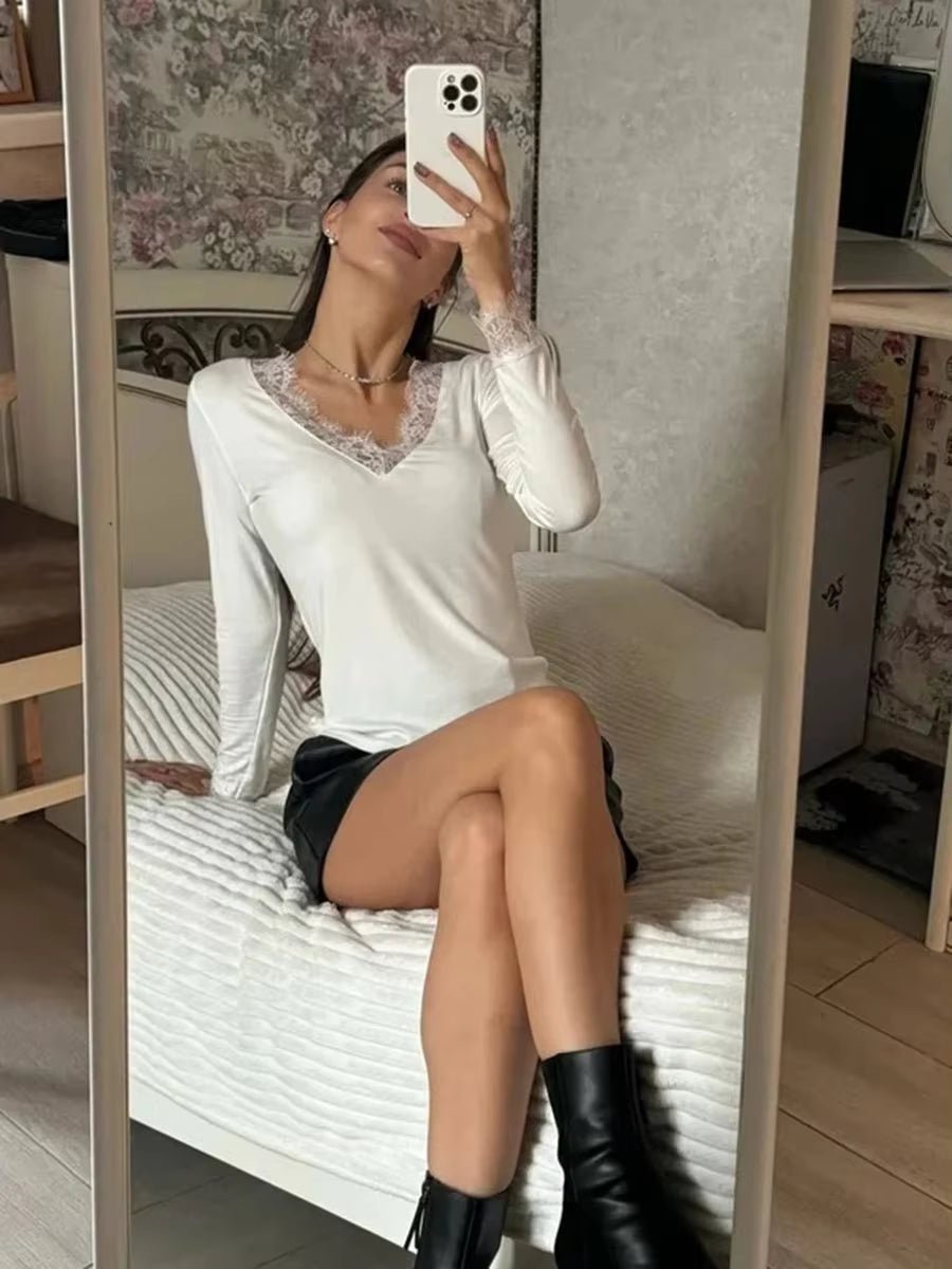 ZEYA - Sarah Lace V-Neck Casual Top