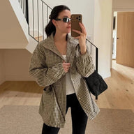Sarah Vintage Rutig Midjeskuren Jacka