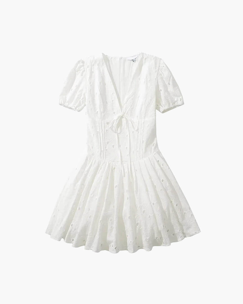 ZEYA - Shayne Puff Sleeve Embroidered Mini Dress