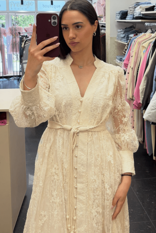 ZEYA - Sienna Embroidered Pearl Midi Dress
