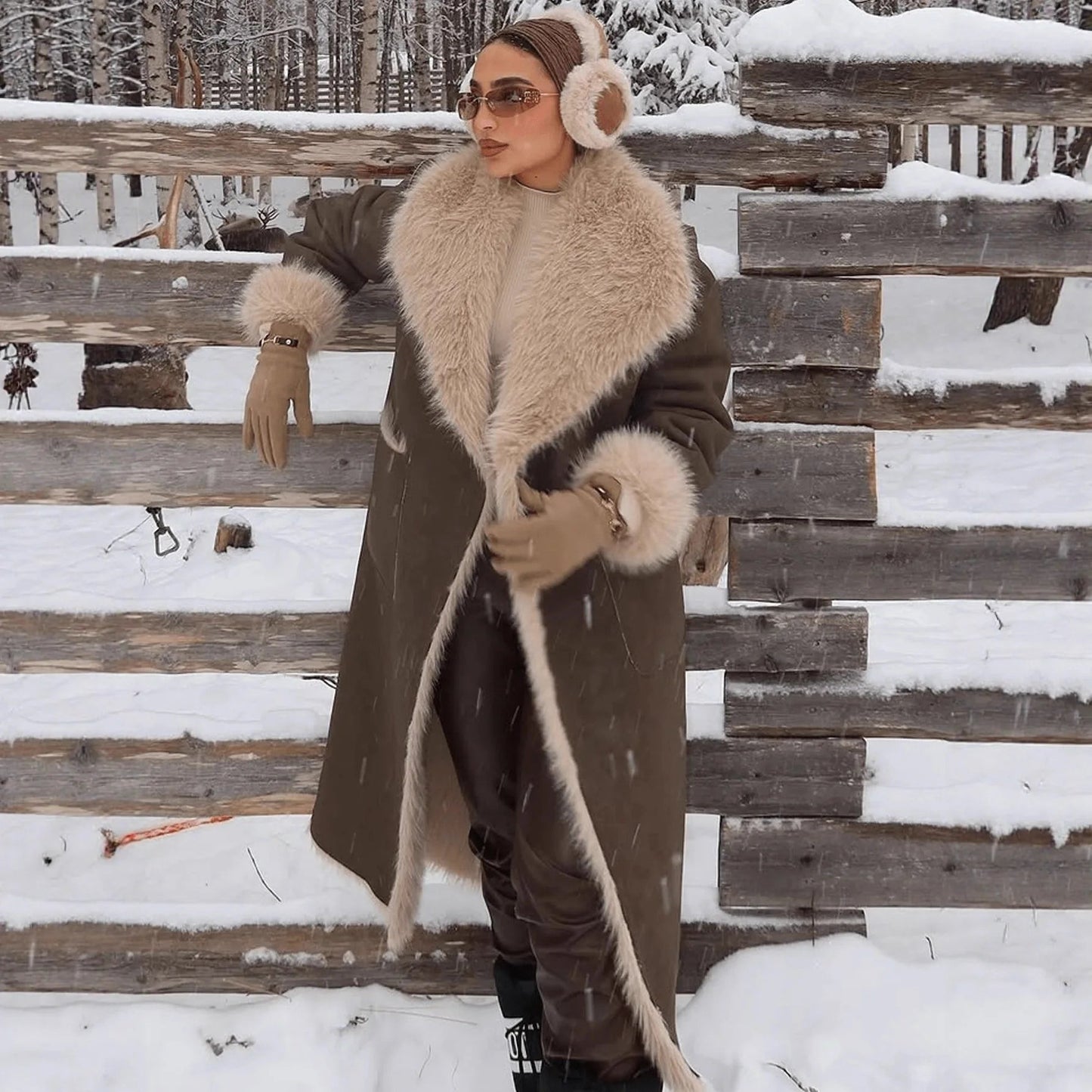 ZEYA - Sierra Faux Fur Suede Long Coat