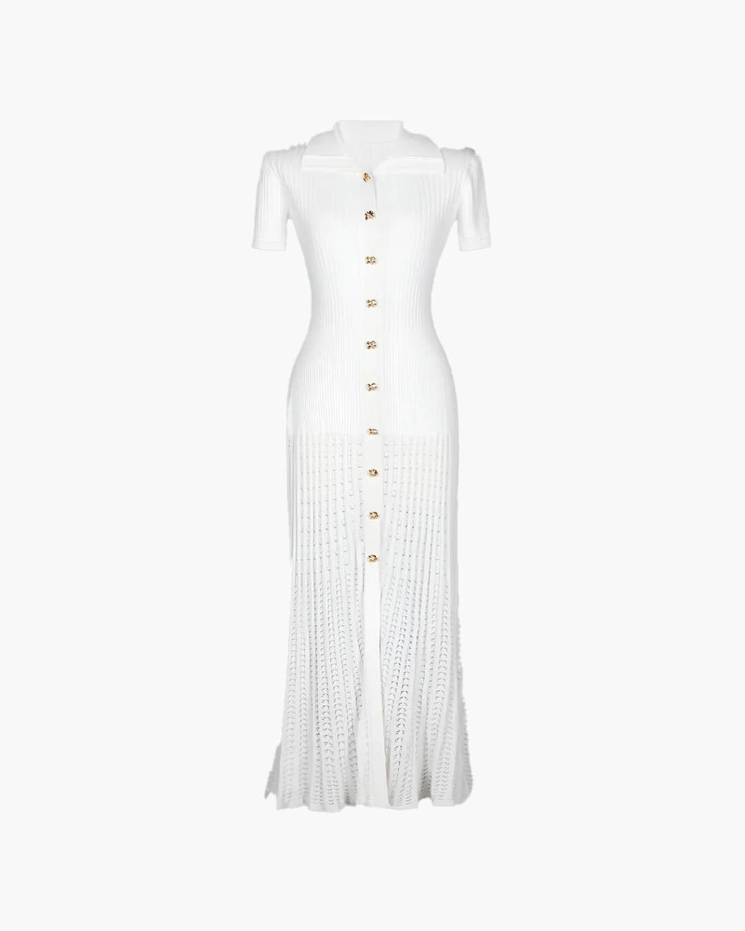 ZEYA - Sophia Ribbed Knit Polo Maxi Dress