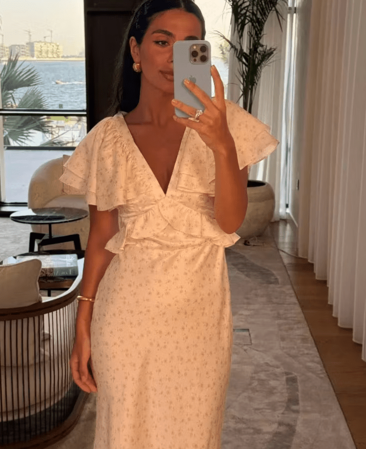 ZEYA - Sophia Ruffle Sleeves Midi Dress