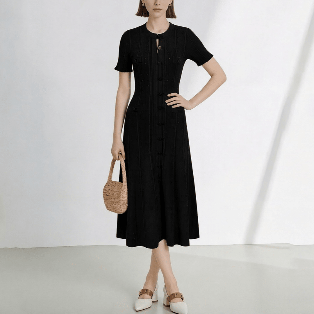 ZEYA - Soraya French V - Neck Knitted Slit Dress