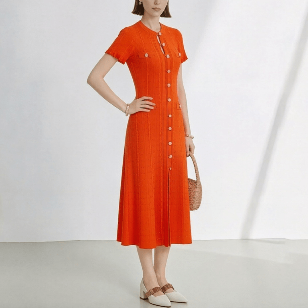 ZEYA - Soraya French V - Neck Knitted Slit Dress