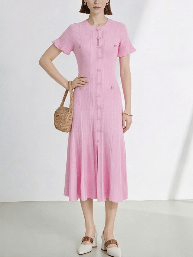 ZEYA - Soraya French V - Neck Knitted Slit Dress