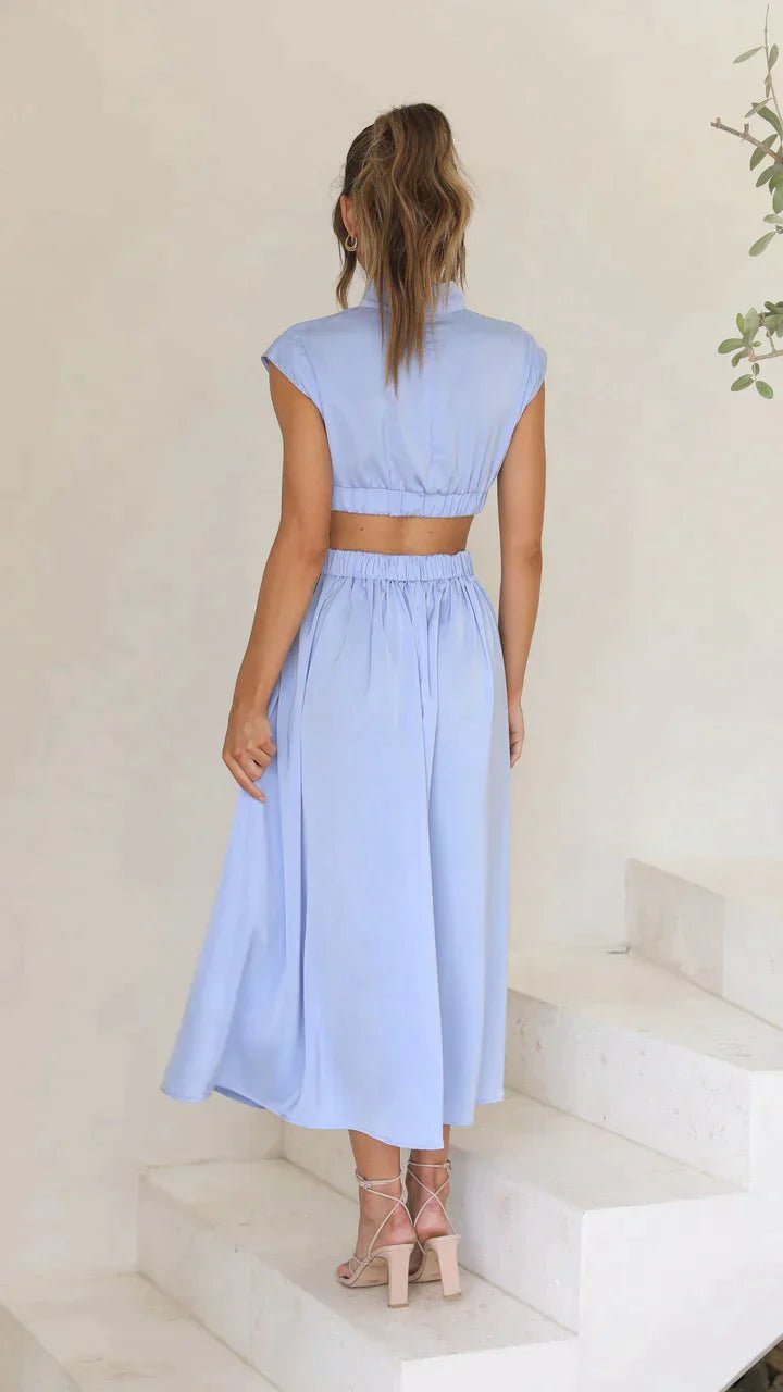 ZEYA - Syra High - Neck Midi Dress with Waist Cutouts