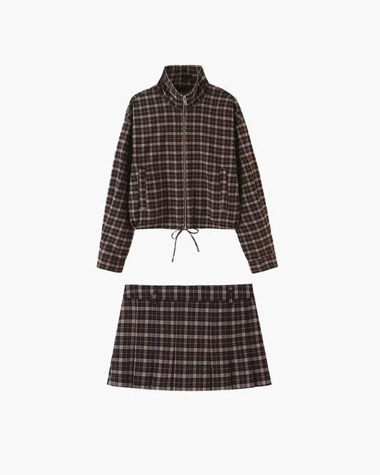 ZEYA - Tessa Checked Jacket & Mini Skirt Set