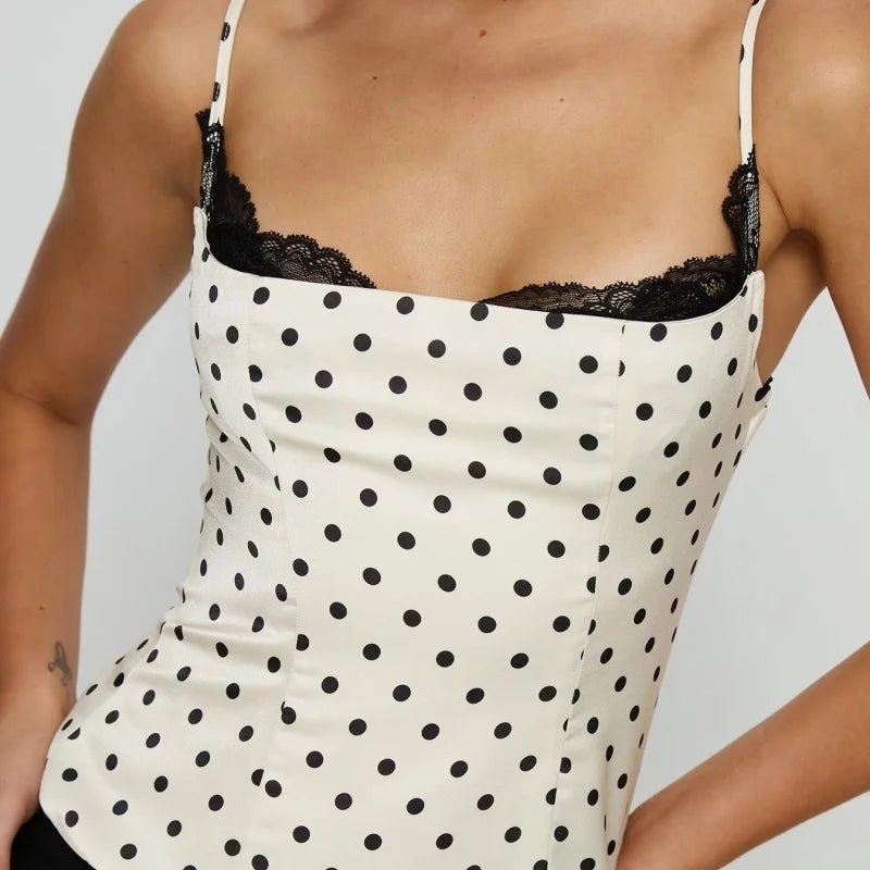 ZEYA - Thalia Polka Dot Lace Trim Camisole