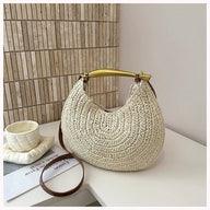 Valeria Sequined Straw Shoulder Bag