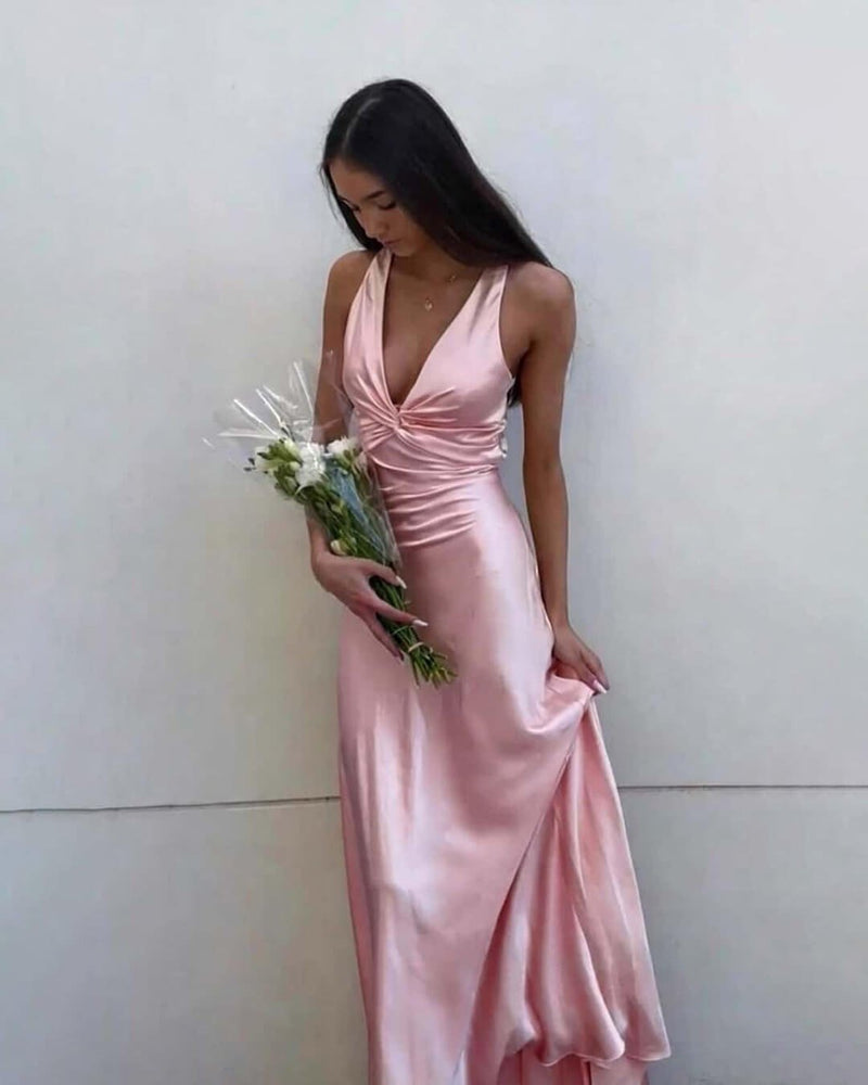 ZEYA - Venus Satin Open Back Maxi Dress